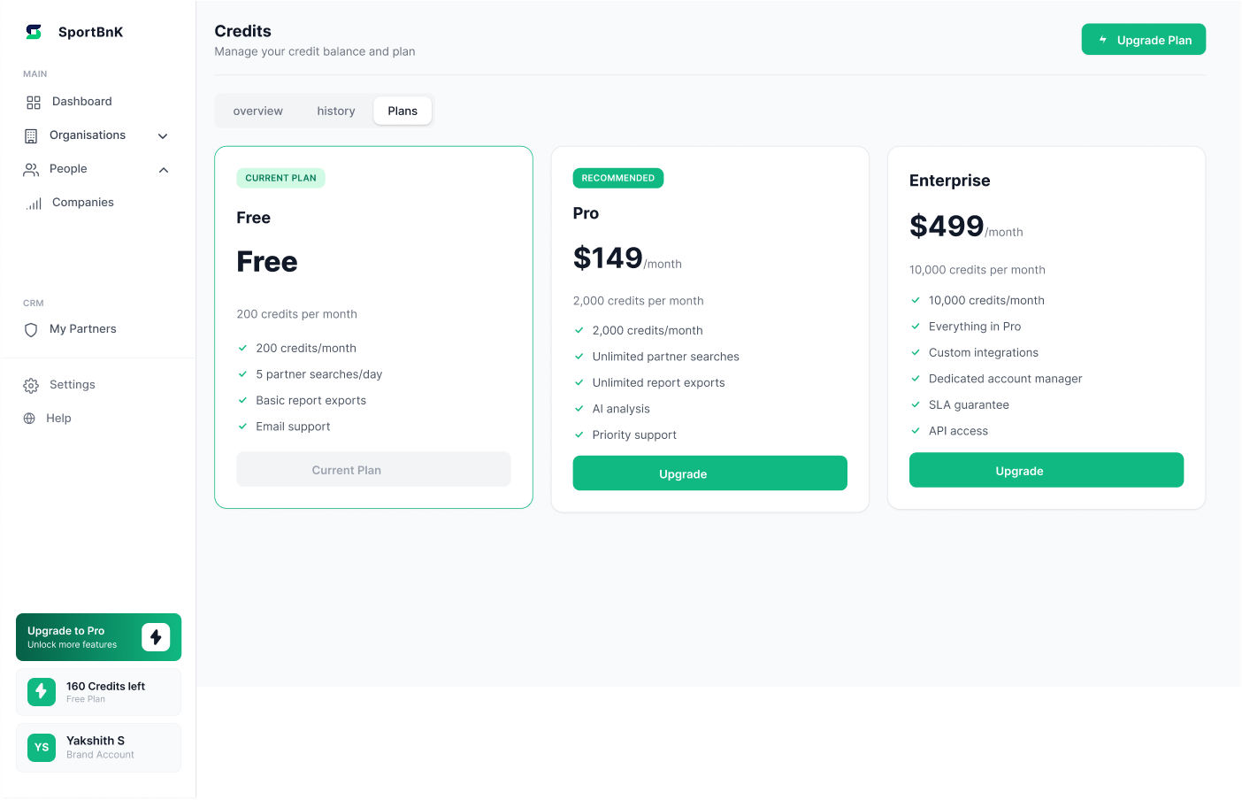 Credits page